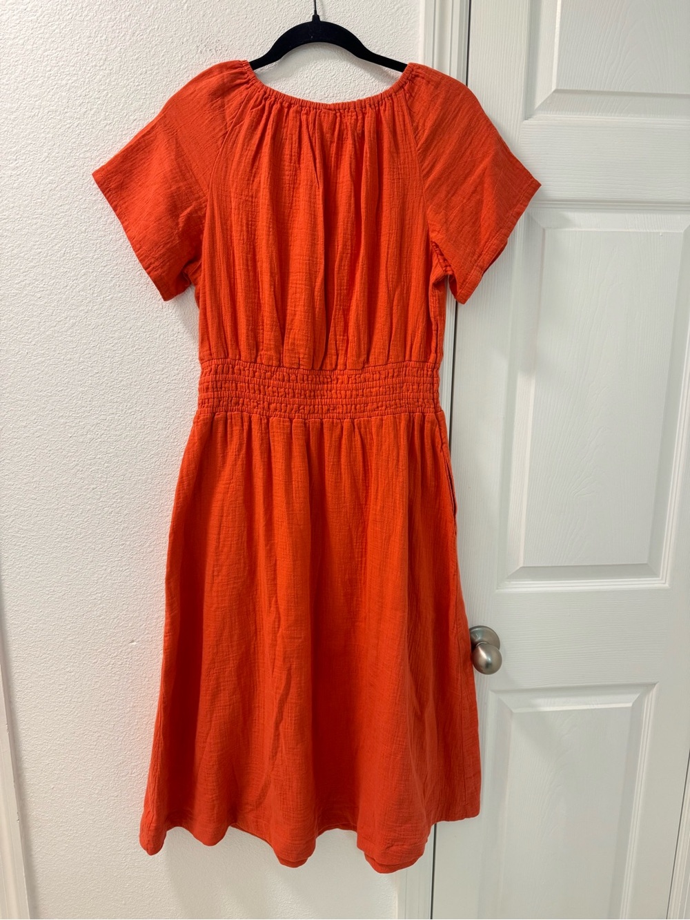 Pact Coral Midi Dress with Smocked Waist - Picture 4 of 7